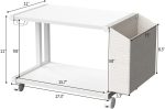 VEDECASA 2 Tier Modern White Wooden Under Desk Printer Stand with Storage Bag for Home Office Desktop Printer Table Organizer Mobile Printer Shelf Cart with Caster Wheel (White) - Image 4